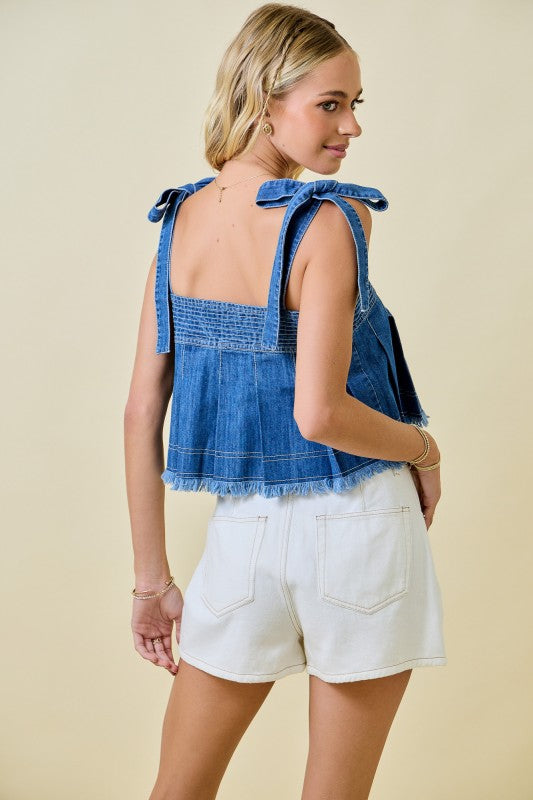 Winning Team Top- Washed Denim