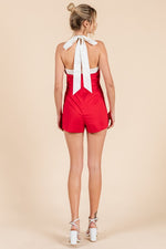 Under The Lights Romper- Red/White