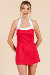 Under The Lights Romper- Red/White