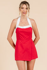 Under The Lights Romper- Red/White