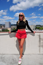 You Know You Love Me Shorts- Red