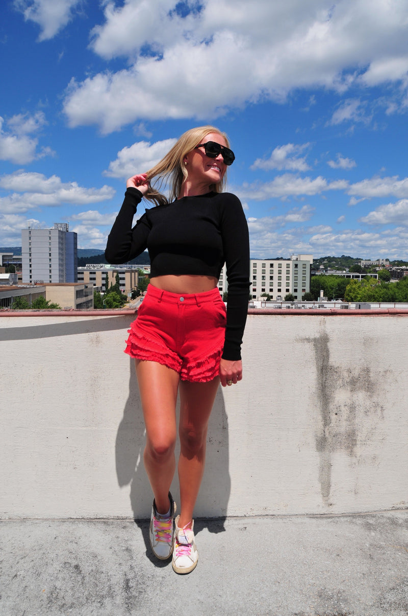 You Know You Love Me Shorts- Red