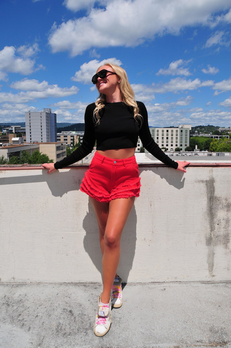 You Know You Love Me Shorts- Red