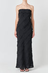 Strapless Ruffled Maxi Dress- Black