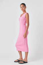 Ribbed Sleeveless Maxi Dress - Pink