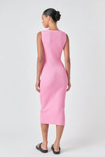 Ribbed Sleeveless Maxi Dress - Pink