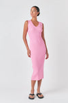 Ribbed Sleeveless Maxi Dress - Pink