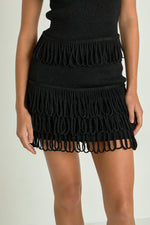 Lurex Knit Loop Mini Skirt- Black