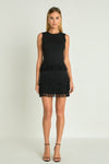 Lurex Knit Loop Mini Skirt- Black