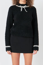 Boucle Knit Sweater- Black