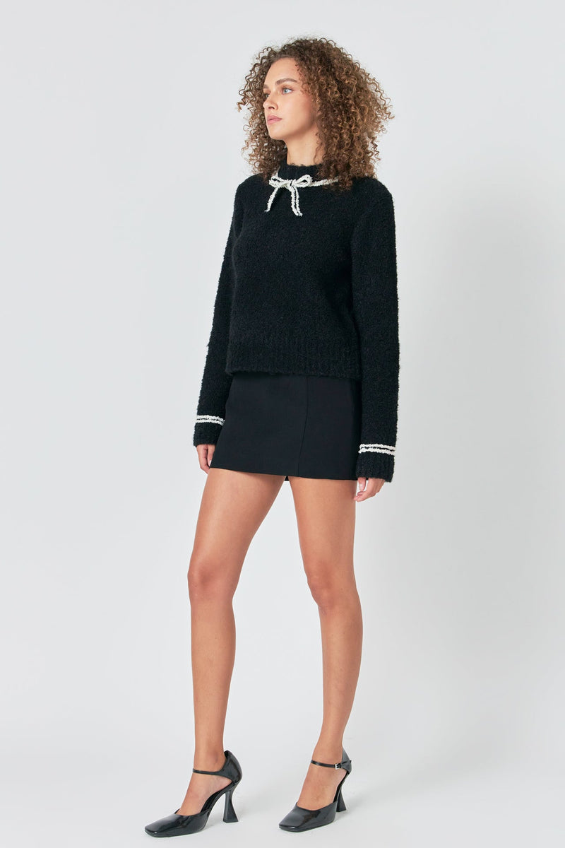 Boucle Knit Sweater- Black