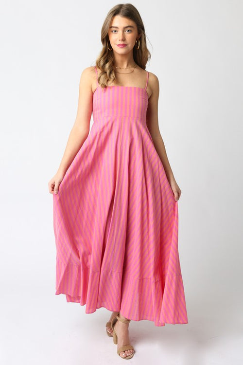 Greek Islands Dress- Orange Fuchsia