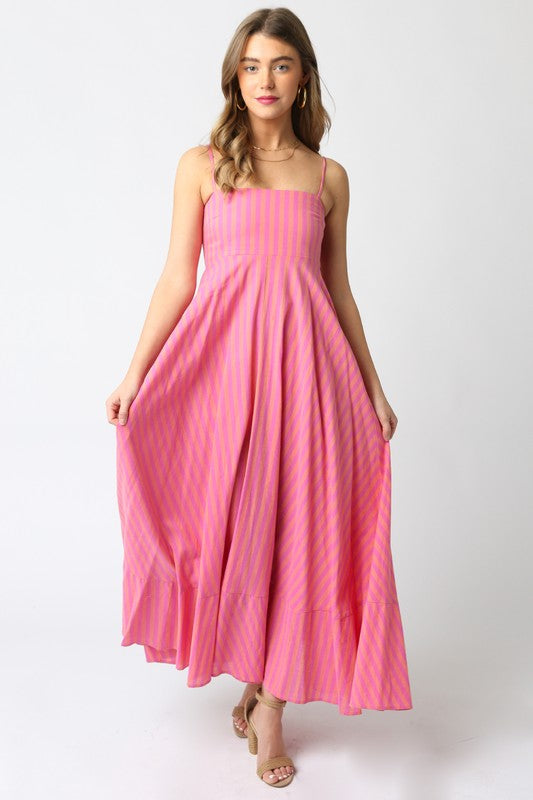 Greek Islands Dress- Orange Fuchsia