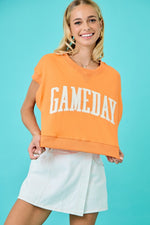 Gameday Boxy Top- Tangerine/White