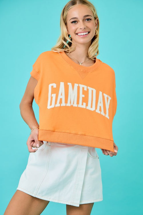 Gameday Boxy Top- Tangerine/White