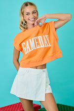 Gameday Boxy Top- Tangerine/White