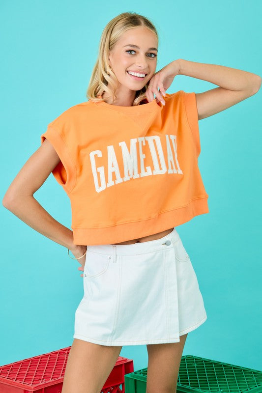 Gameday Boxy Top- Tangerine/White