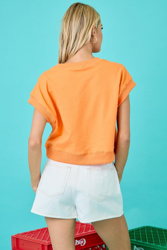 Gameday Boxy Top- Tangerine/White