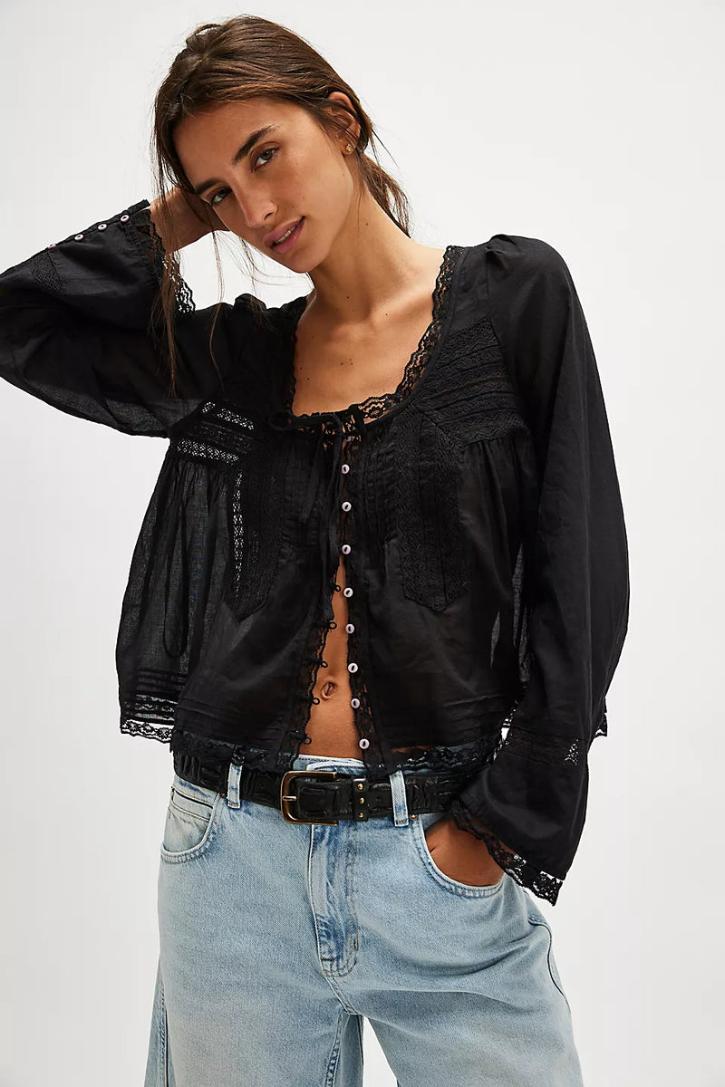 Forevermore Long Sleeve Top- Black
