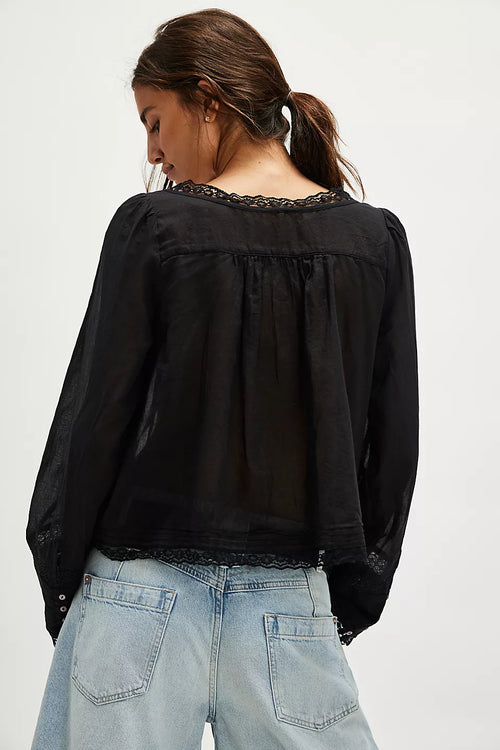Forevermore Long Sleeve Top- Black