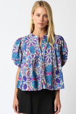 Check It Out Top- Cream Purple