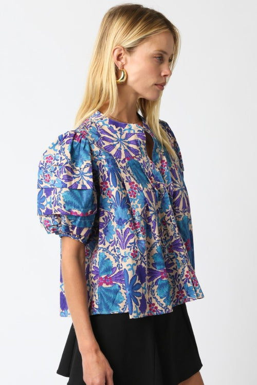 Check It Out Top- Cream Purple
