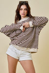 Mock Neck- Chocolate/Ivory