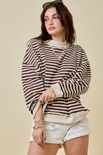 Mock Neck- Chocolate/Ivory