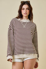 Mock Neck- Chocolate/Ivory