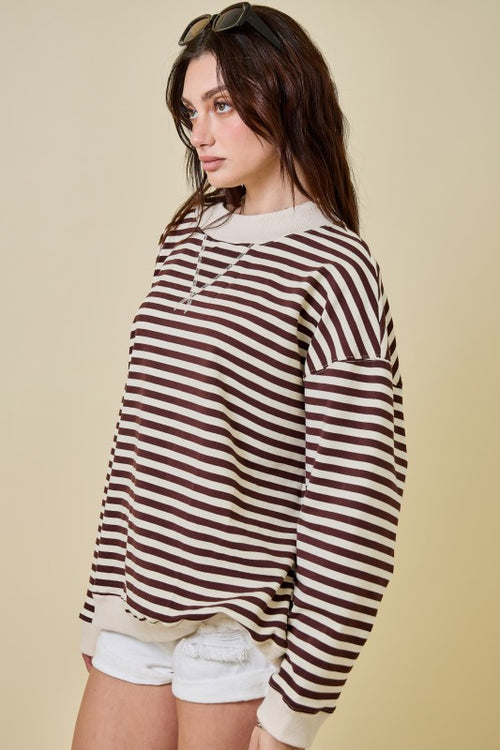 Mock Neck- Chocolate/Ivory