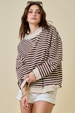 Mock Neck- Chocolate/Ivory