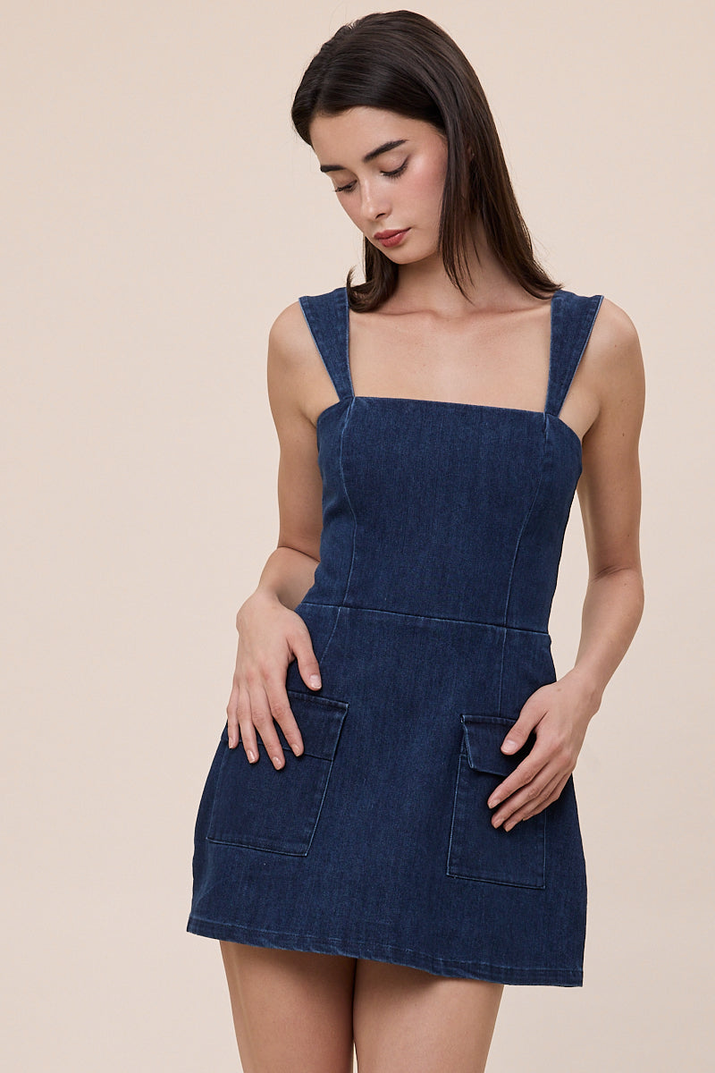 Can’t Wait Denim Dress- Dark Denim