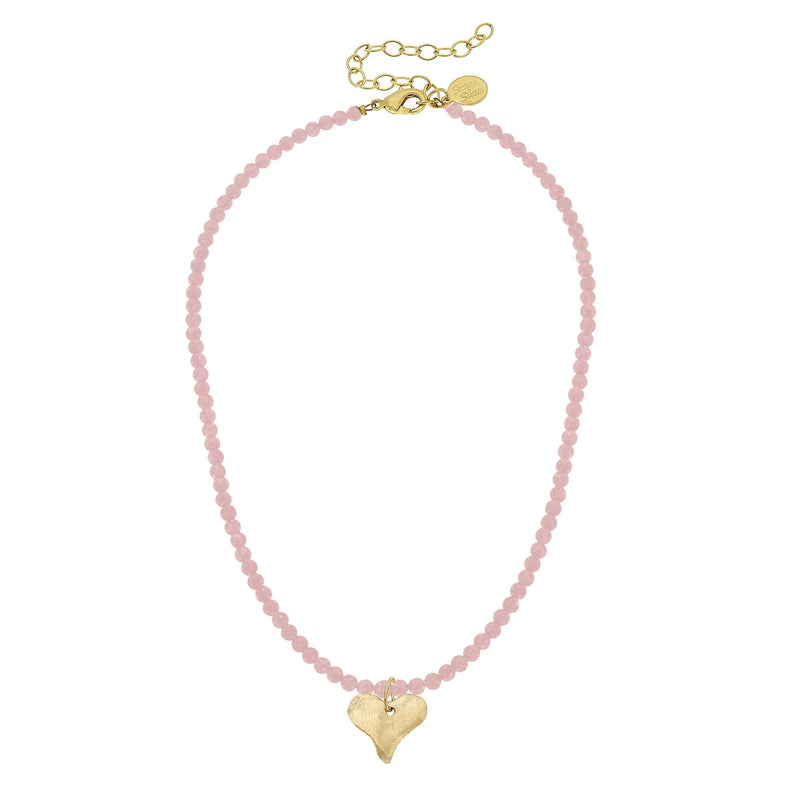 Handcast Gold Heart- Light Pink