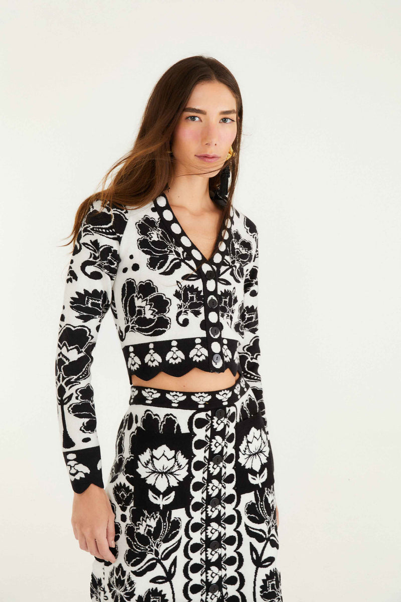 Floral Arabesque Knit Top