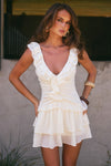 Kaycey Sleeveless Ruffle Mini Dress- Pearl
