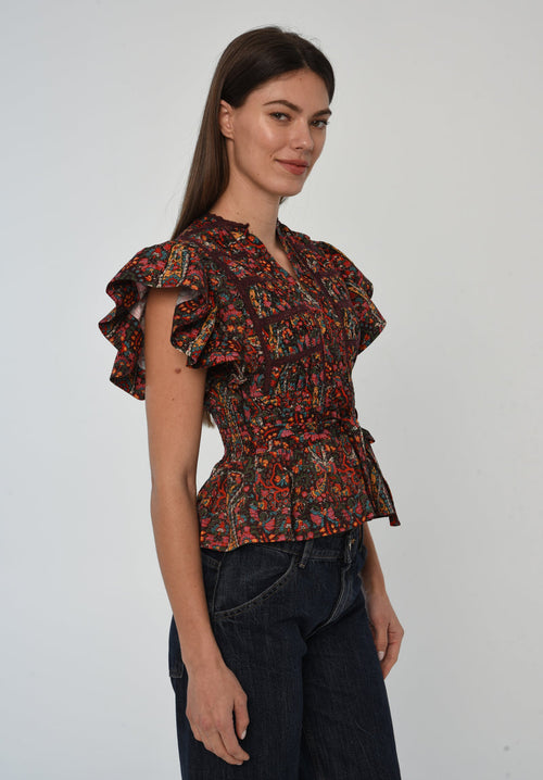 Madelyn Top- Harlequin Print