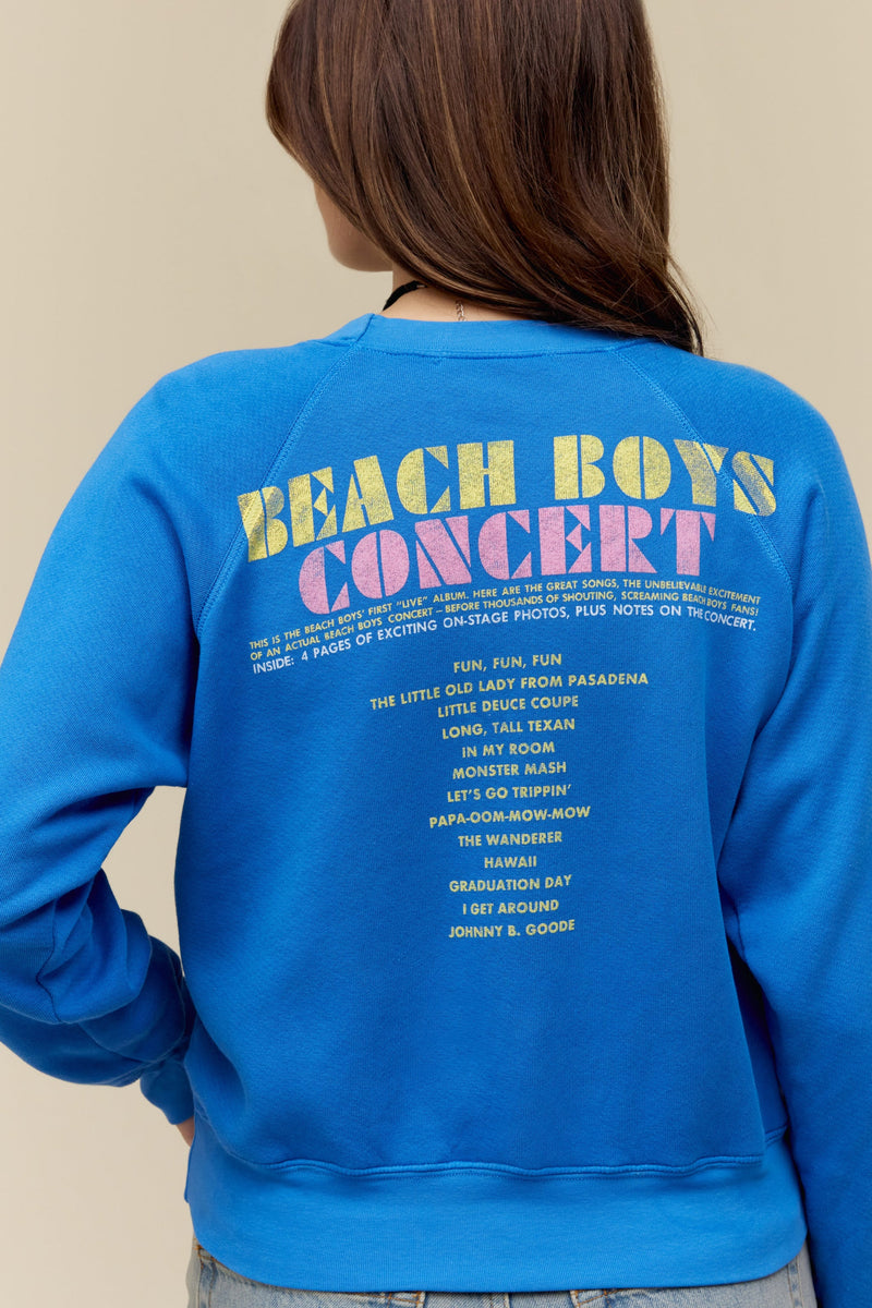 The Beach Boys Concert Raglan Crew - Washed Cobalt