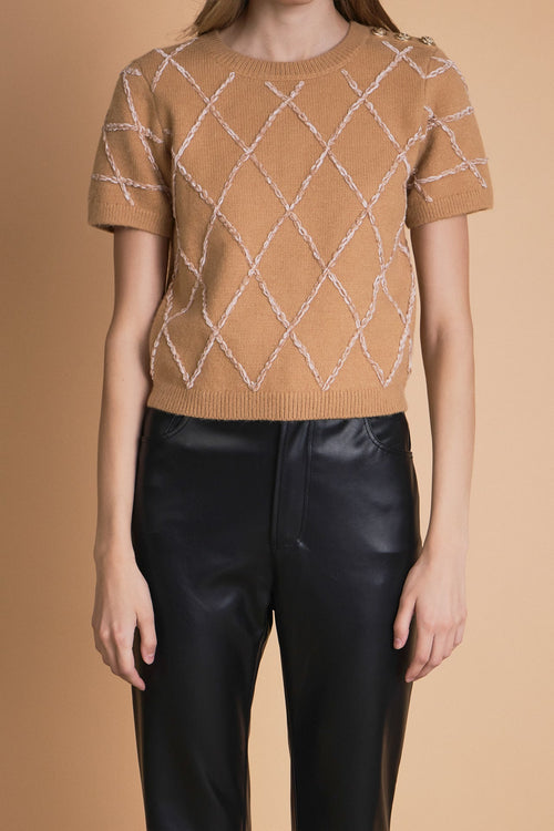 Diamond Pattern Knit- Camel