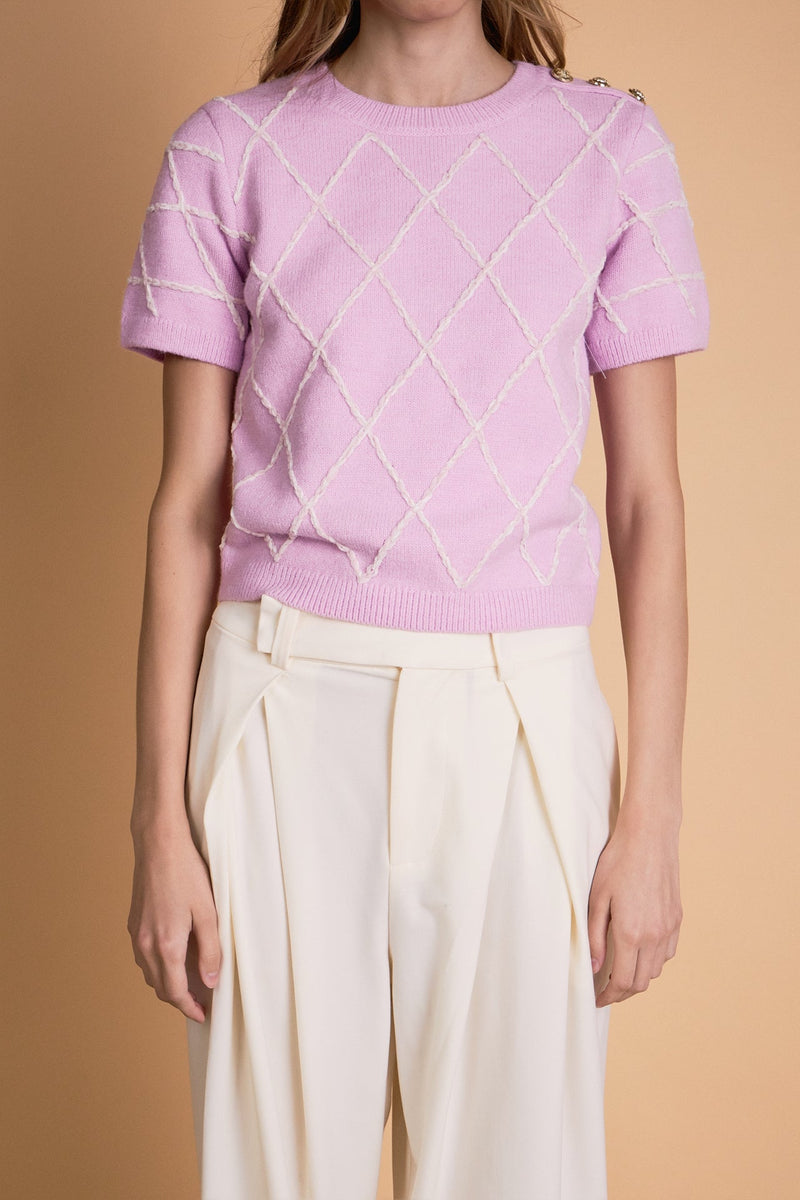 Diamond Pattern Knit- Lilac