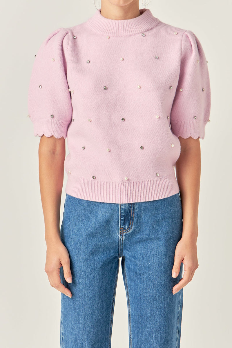 Scallop Embellishment Knit- Lilac