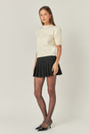 Embellishment Puff Sleeve Knit- Off White