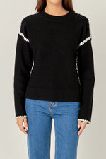 Embroidery Detailed Sweater- Black/White