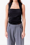 Draped Ruched Top - Black
