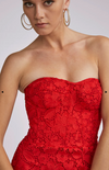 Kim Lace Bustier Mini Dress - Red