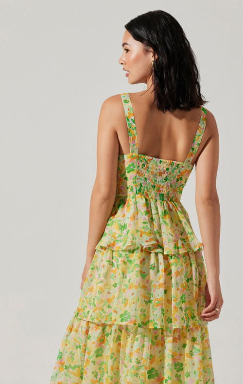 Midsummer Dress - Yellow Green Multi