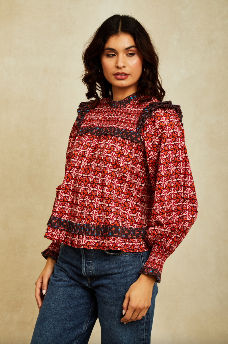 Long Sleeve Poppy Top- Layla Medley Brown