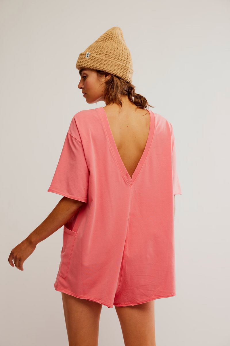 Hot Shot Tee Romper- Hibiscus