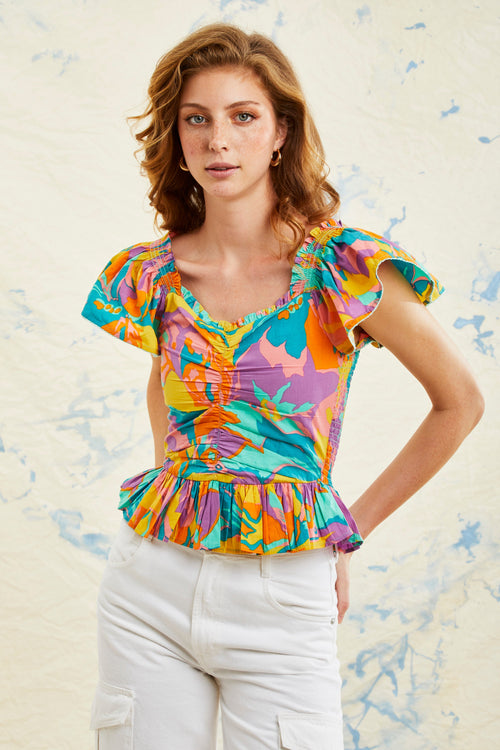 Suraya Top- Iris Print