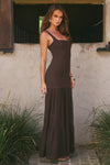 Tahlia Square Neck Maxi Dress- Bitter Chocolate