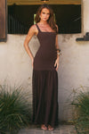 Tahlia Square Neck Maxi Dress- Bitter Chocolate